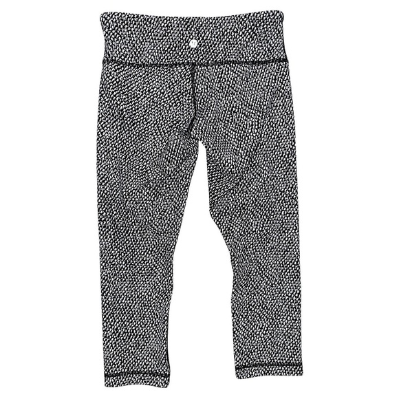 Lululemon Wunder Under Crop Legging III in Scatter Star Arctic Gray Black Sz 6 - Picture 7 of 10